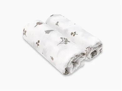 MimiNu, Duo, Listki beż, pielucha muślinowa, 75-75 cm, 2 szt.