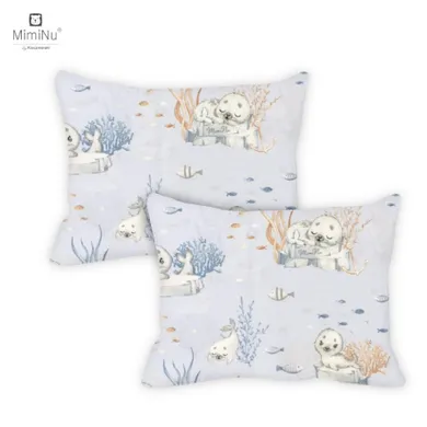 MimiNu, Foczki, poszewka na poduszkę, błękit, 30-40 cm, 2 szt.