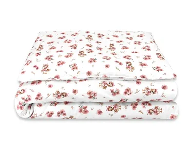 MimiNu, Kaczuszki, komplet pościeli 2-częściowej, bawełna, pudrowy róż, 120-90 cm