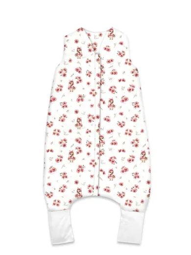 MimiNu, Kaczuszki, śpiworek do spania z nogawkami, pudrowy róż, letni, TOG 0.5, rozmiar M, 2-6 l