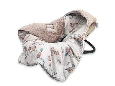MimiNu, Karuzela, otulak, śpiworek ocieplany do fotelika, bawełna+minky, 90-90 cm