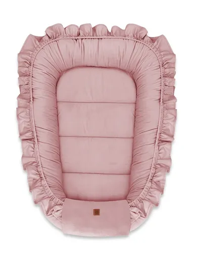 MimiNu, kokon niemowlęcy z falbanką, velvet malina, 55-75 cm