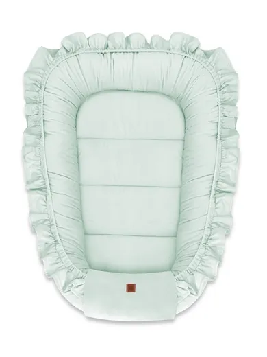 MimiNu, kokon niemowlęcy z falbanką, velvet zimna mięta, 55-75 cm