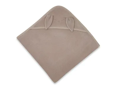 MimiNu, Króliczek, okrycie kąpielowe z haftem i uszami, bambus, mokka, 100-100 cm