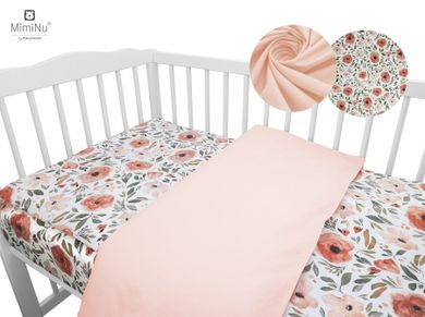 MimiNu, Kwiaty Begonii, 2-częściowy komplet pościeli, 90-120 cm