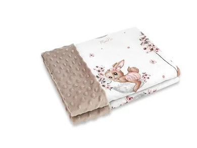 MimiNu, Lili pudrowy róż, lekki kocyk dziecięcy, minky, 60-70 cm