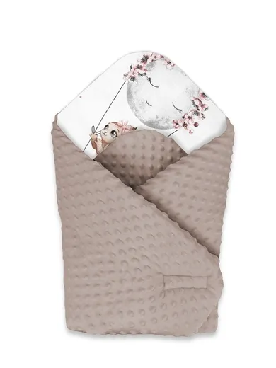 MimiNu, Lili pudrowy róż, rożek niemowlęcy, minky, 75-75 cm