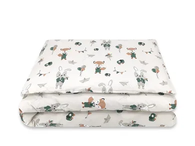 MimiNu, Lis i Królik, 2-częściowy komplet pościeli bawełnianej, beż, 100-135 cm