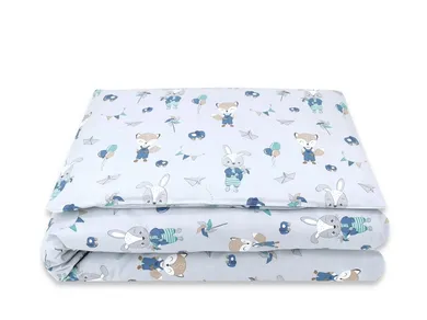 MimiNu, Lis i Królik, 2-częściowy komplet pościeli bawełnianej, błękit, 100-135 cm
