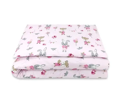 MimiNu, Lis i Królik, 2-częściowy komplet pościeli bawełnianej, róż, 100-135 cm