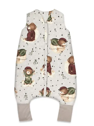 MimiNu, Miś na księżycu, śpiworek do spania z nogawkami, beż, całoroczny, TOG 1.5-1.75, rozmiar S, 1-2,5 l