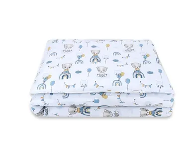 MimiNu, Miś na tęczy, 2-częściowy komplet pościeli bawełnianej, błękit, 100-135 cm