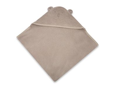 MimiNu, Miś, okrycie kąpielowe z haftem i uszami, bambus, mokka, 100-100 cm