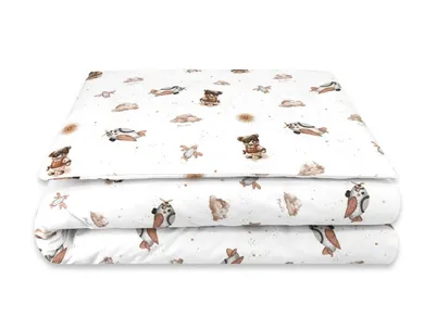 MimiNu, Misie, komplet pościeli 2-częściowej, bawełna, beż, 120-90 cm