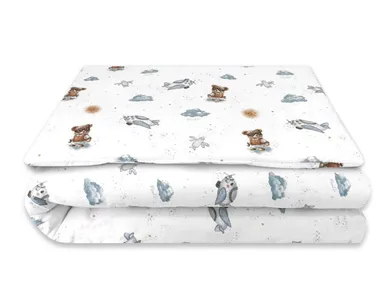 MimiNu, Misie, komplet pościeli 2-częściowej, bawełna, błękit, 120-90 cm