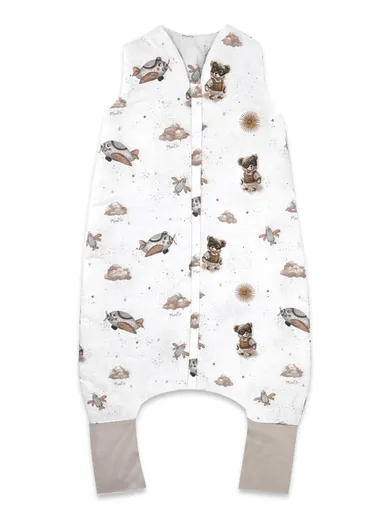 MimiNu, Misie, śpiworek do spania z nogawkami, beż, letni, TOG 0.5, rozmiar M, 2-6 l