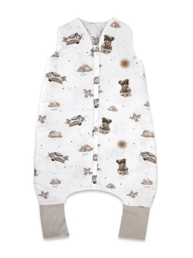 MimiNu, Misie, śpiworek do spania z nogawkami, beż, letni, TOG 0.5, rozmiar S, 1-2.5 l