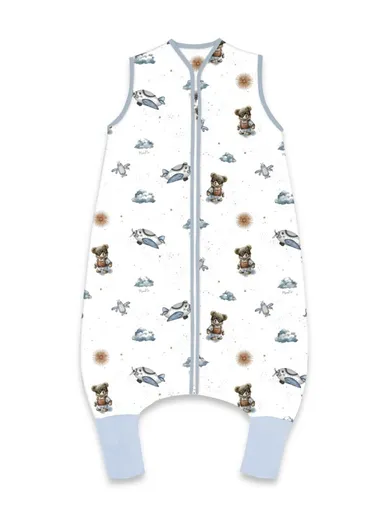 MimiNu, Misie, śpiworek do spania z nogawkami, błękit, letni, TOG 0.5, rozmiar M, 2-6 l