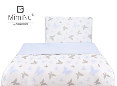 MimiNu, Motyle, Junior, 2-częściowy komplet pościeli, błękit, 160-200 cm