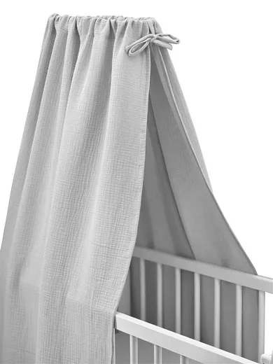 MimiNu, Muślin Premium, baldachim do łóżeczka, szary, 220-145 cm