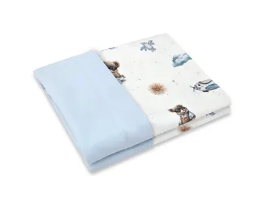 MimiNu, NewMinky, kocyk, misie błękit + baby blue, 70-100 cm