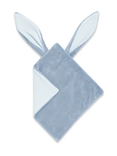 MimiNu, NewMinky, szmatka sensoryczna z uszami, błekit + baby blue, 30-30 cm