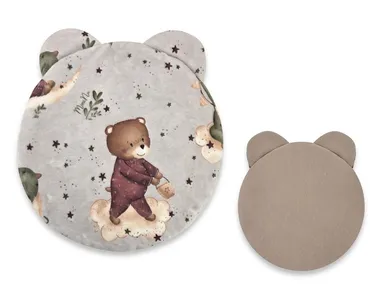 MimiNu, NewMinky, Teddy, poduszeczka płaska, miś na księżycu + beż, 30 cm