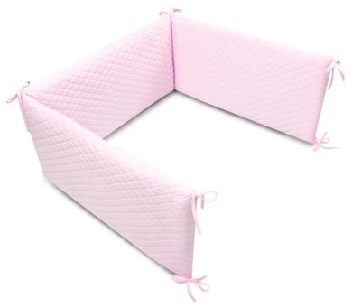 MimiNu, ochraniacz do łóżeczka, velvet pikowany, róż, 30-180 cm
