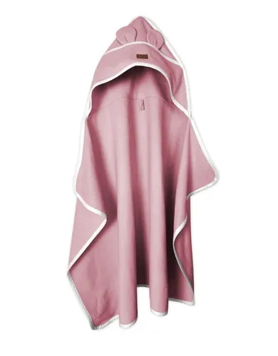 MimiNu, okrycie kąpielowe z kapturkiem, termofrotte, pudrowy róż, 85-120 cm