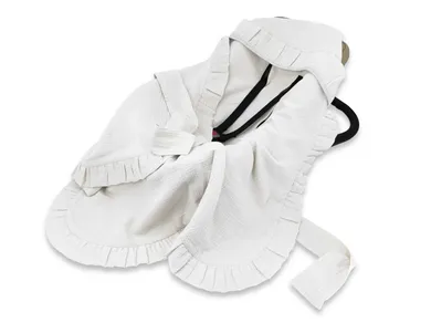 MimiNu, otulacz do wózka, fotelika samochodowego, 90-90 cm, falbanka, muślin, śmietanka, TOG 0.5-1.0