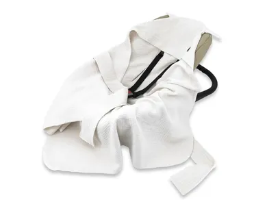 MimiNu, otulacz do wózka, fotelika samochodowego, 90-90 cm, uszka, muślin, śmietanka, TOG 0.5-1.0