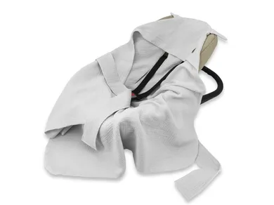 MimiNu, otulacz do wózka, fotelika samochodowego, 90-90 cm, uszka, muślin, szary, TOG 0.5-1.0