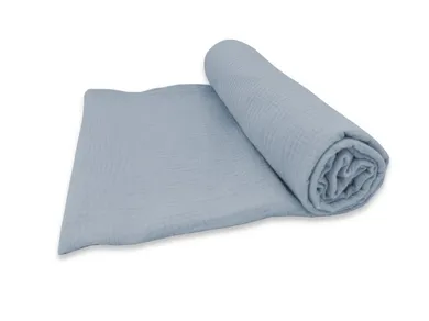 MimiNu, otulacz muślinowy, jeans, 120-120 cm