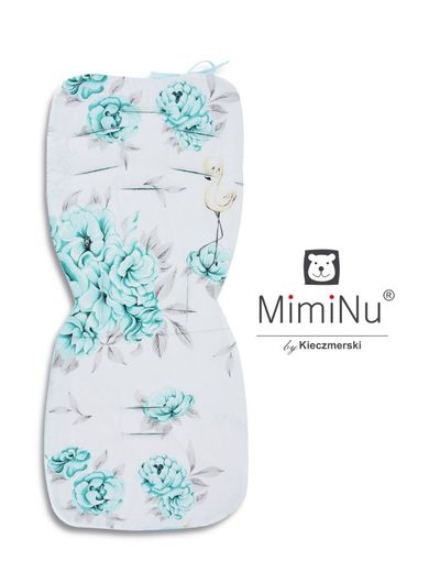 MimiNu, Peonie, Velvet, wkładka do wózka spacerowego, miętowa