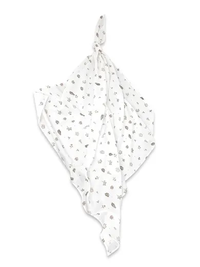 MimiNu, pielucha muślinowa, otulacz, listki beż, 120-120 cm