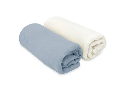 MimiNu, pieluszka muślinowa, jeans cm + śmietanka, 75-75 cm, 2 szt.
