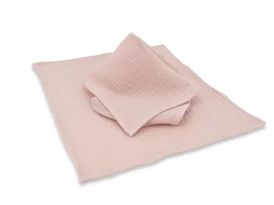 MimiNu, pieluszka muślinowa, pudrowy róż, 30-30 cm, 2 szt.