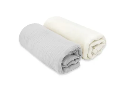 MimiNu, pieluszka muślinowa, szary cm + śmietanka, 75-75 cm, 2 szt.