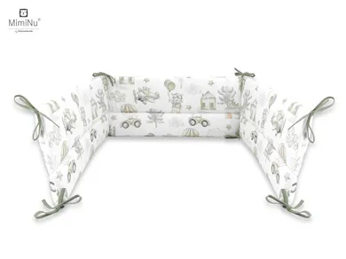 MimiNu, Piloci, ochraniacz do łóżeczka mocowany na troczki, oliwka, 180 cm