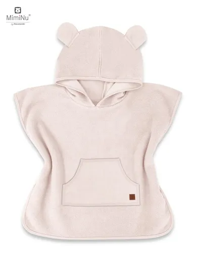 MimiNu, ponczo termofrotte z kieszonką, beż, róż, 4-7 l.