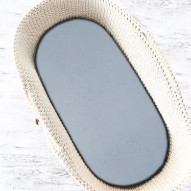 MimiNu, prześcieradełko do gondoli, kołyski Mojżesza, muślin, jeans, 35-80 cm