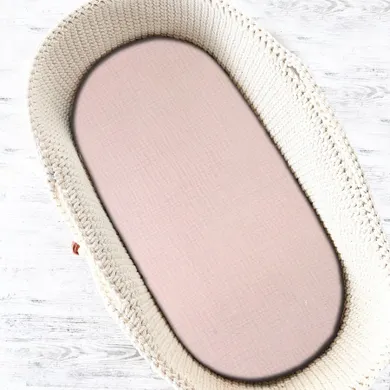 MimiNu, prześcieradełko do gondoli, kołyski Mojżesza, muślin, pudrowy róż, 35-80 cm