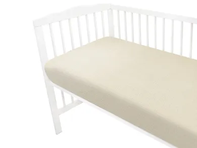 MimiNu, prześcieradło do łóżeczka, muślin, ciepły beż, 120-60 cm