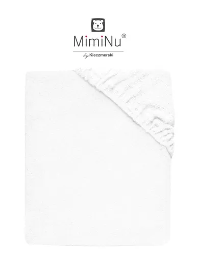 MimiNu, prześcieradło frotte z gumką do kołyski, 40-90 cm, białe