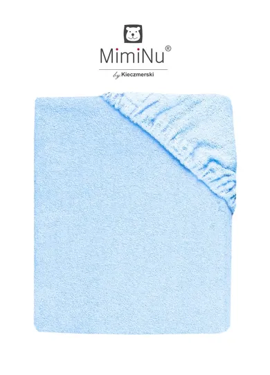 MimiNu, prześcieradło frotte z gumką do wózka, jasnoniebieskie, 35-80 cm