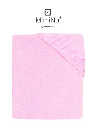 MimiNu, prześcieradło frotte z gumką, jasny róż, 70-140 cm