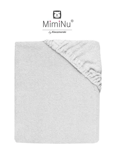 MimiNu, prześcieradło frotte z gumką, szare, 70-140 cm