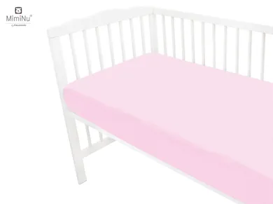 MimiNu, prześcieradło jersey z gumką, róż, 60-120 cm