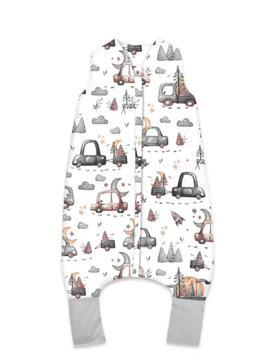 MimiNu, Samochodziki Szare, śpiworek do spania z nogawkami, całoroczny, TOG 2-2.5, rozmiar M, 2-6 l