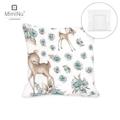 MimiNu, Słodka Sarenka, poduszka z poszewką, mięta, 40-40 cm